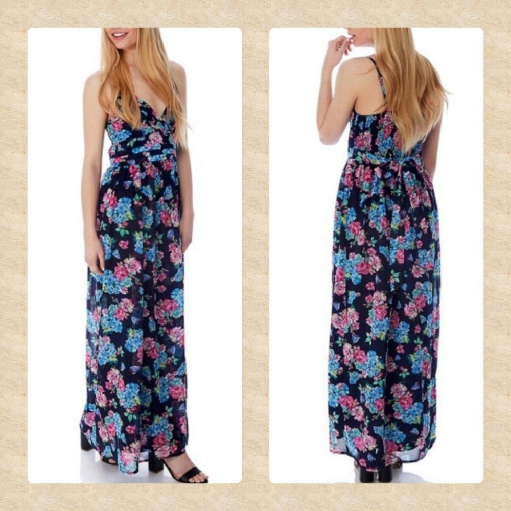 NWOT Floral Empire Waist Ruffle Maxi Dress!